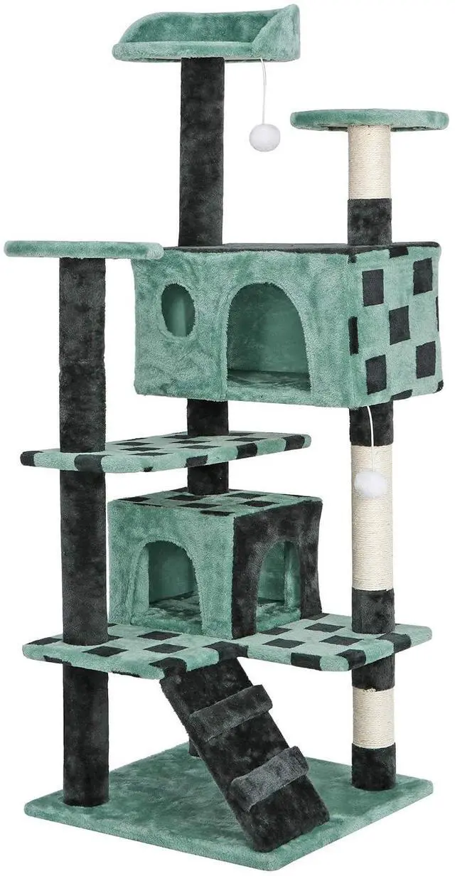 Main image of 54in Cat Tree Tower for Indoor Cats Multi-Level Cat Condo Cat Bed Furniture with Scratching Post Kittens Activity Center (Green)