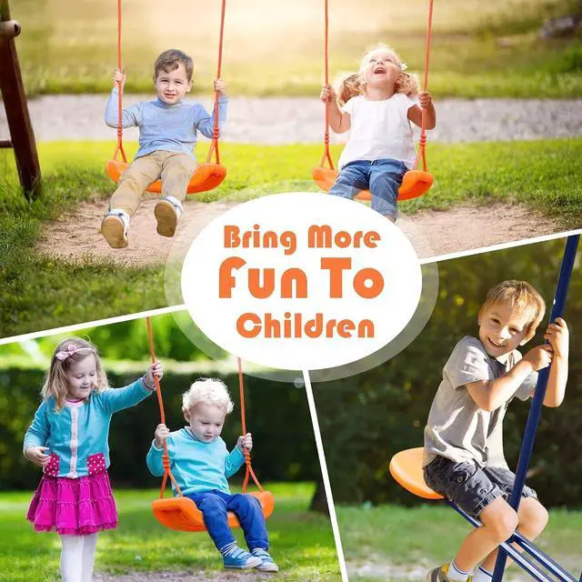 Alt view image 4 of 7 - Metal Swing Sets for Backyard, 440lbs Load Capacity Swing Stand with 2 Seats and 1 Glider, Heavy Duty A-Frame Outdoor Swing Set for Kids