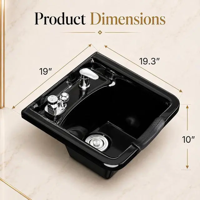 Alt view image 3 of 7 - Salon Shampoo Basin, Black Plastic Shampoo Bowl Sink for Salons, Barber Stores and Home Use, Hair Washing Sink, Easy Clean & Install Hair Backwash Basin for Hair Stylists