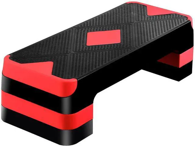 Main image of Non-Slip 27 Inch Aerobic Exercise Step Platform 4"-6"-8" Height Adjustable Risers for Home Gym Cardio Training Fitness Workout Stepper Trainer
