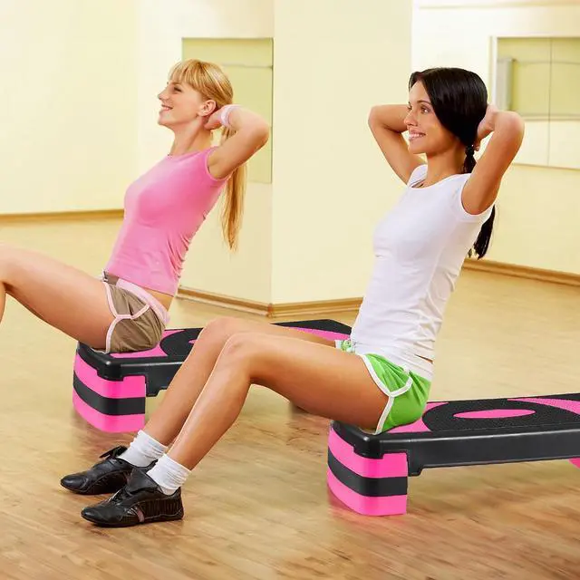 Alt view image 2 of 7 - Non-Slip 31 Inch Aerobic Exercise Step Platform 4"-6"-8" Height Adjustable Risers for Home Gym Cardio Training Fitness Workout Stepper Trainer