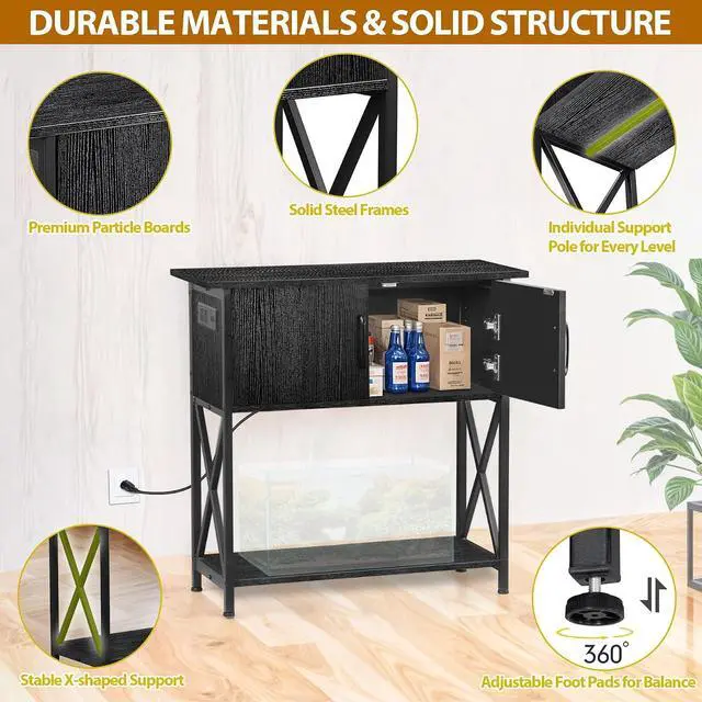 Alt view image 5 of 7 - 29 Gallon Aquarium Stand with Cabinet Storage Metal Fish Tank Stand for 20 Gallon Long Aquariums, 330LBS Capacity (30.7" L*12.6" W)