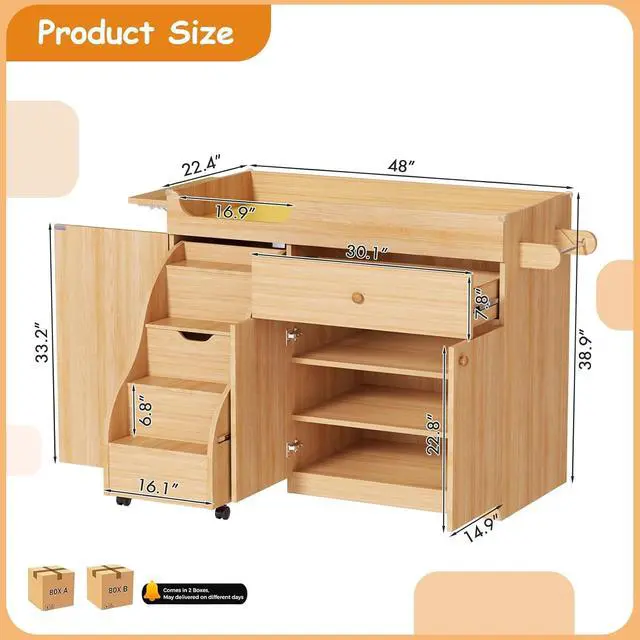 Alt view image 2 of 7 - Changing Table with Stairs, Montessori Diaper Station for Daycare & Home (Left Stairs) | PU Changing Pad, Safety Strap & Handrail, Large Storage, Acrylic Mirror, Foldable Shelves, Paper Roll Holder &
