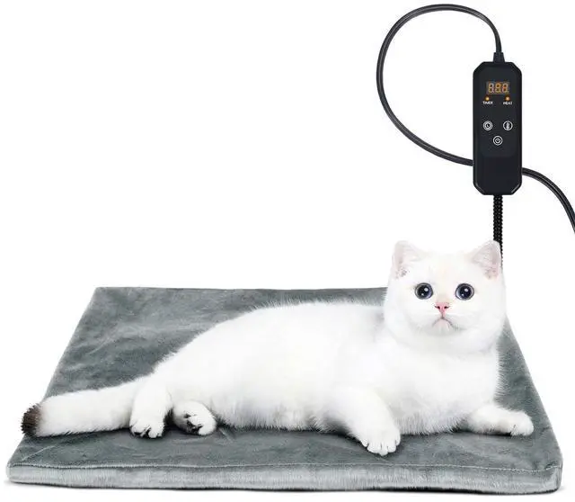 Main image of Pet Heating Pad for Dogs Cats with Timer and Soft Cover, 20x16in | Adjustable Temperature and Waterproof Pet Heated Mat, Electric Heating Pet Bed with Chew Resistant Cord and Washable Cover