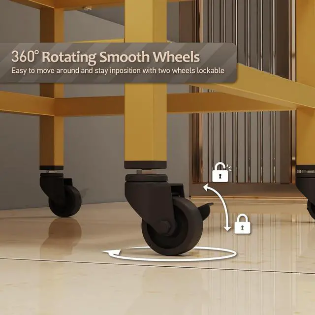 Alt view image 6 of 7 - Salon Storage Trolley Cart, Rolling Barber Station for Hair Stylist w/Toughened Glass Top, 3 Drawers, 3 Hair Dryer Holders, a Towel Rack, 4 Wheels, Salon Storage Equipment, White Marble