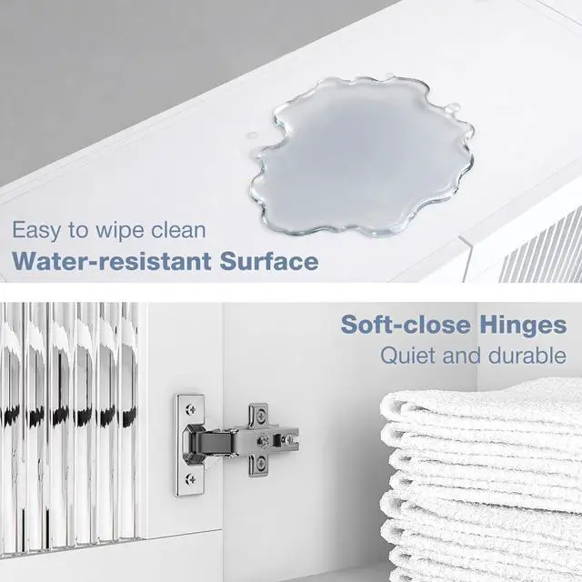 Alt view image 7 of 7 - 70.8"L Wall Mounted Laundry Room Cabinet Set with Glass Doors, Floating Bathroom Wall Cabinet with Adjustable Shelves, Hanging Rod & Hooks, Medicine Cabinets for Kitchen or Pantry Storage, White | Adj