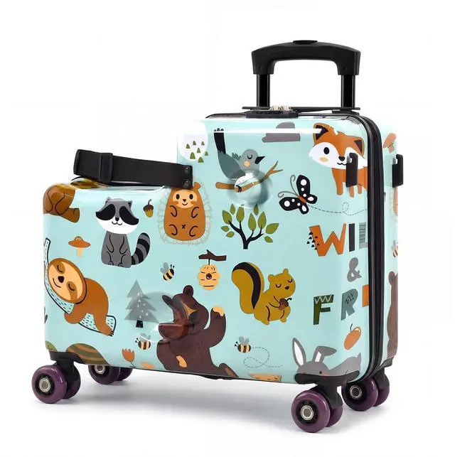 Main image of 20" Kids Ride On Suitcase, Lightweight Hardshell Travel Luggage with Wheels | Child Safety Design, Built-In Safety Belt, Stable Footrest, 360° Spinner Wheels, TSA Lock, Cute Pattern, Organized Storage