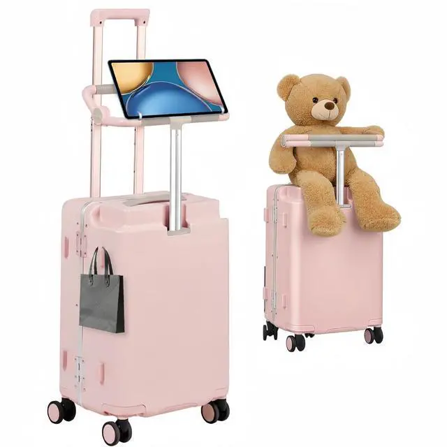 Main image of Kids Ride-On Luggage with Adjustable Safety Seat, 20 Inch Carry On Suitcase with 360° Silent Wheels, Cup & Tablet Holder, TSA Lock, For Toddlers to Adults, 200lbs Support, Lightweight Travel Suitcase