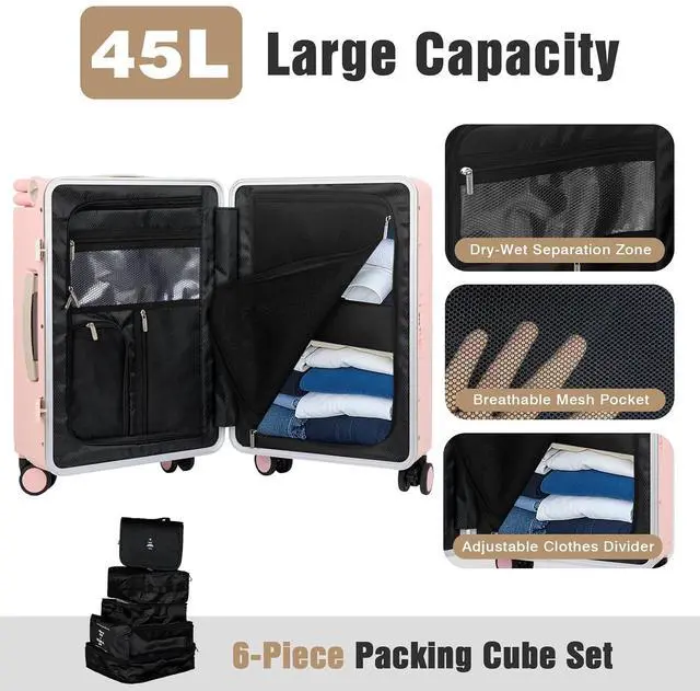 Alt view image 4 of 7 - Kids Ride-On Luggage with Adjustable Safety Seat, 20 Inch Carry On Suitcase with 360° Silent Wheels, Cup & Tablet Holder, TSA Lock, For Toddlers to Adults, 200lbs Support, Lightweight Travel Suitcase