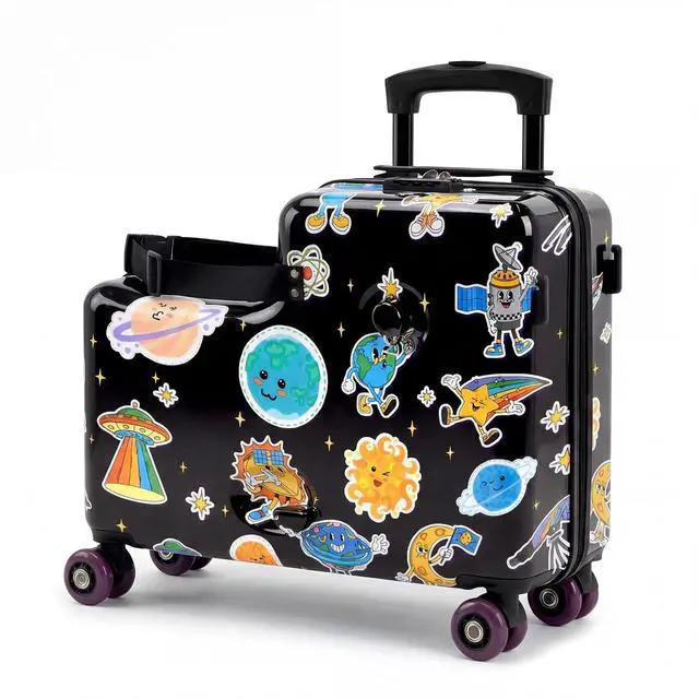 Main image of 20" Kids Ride On Suitcase, Lightweight Hardshell Travel Luggage with Wheels | Child Safety Design, Built-In Safety Belt, Stable Footrest, 360° Spinner Wheels, TSA Lock, Cute Pattern, Organized Storage