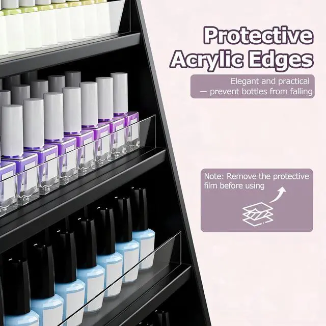 Alt view image 3 of 7 - Nail Polish Rack with 2 Drawers, Salon Display & Storage Cabinet with Acrylic Baffle, Holds 700+ Bottles of Polishes, Essential Oils & Perfumes, Suitable for Nail Salon & Beauty Store, Black