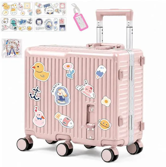 Main image of Kids Ride-On Luggage, 20" Aluminum Frame Carry-On with 6 Wheels (Pink) | Premium Construction, 200 lb Capacity, Foldable Footrest, Dual Locks, Easy-Lift Handles & Utility Hook for Family Travel