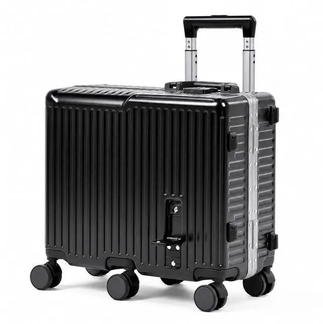 Main image of Kids Ride-On Luggage, 20" Aluminum Frame Carry-On with 6 Wheels (Black) | Premium Construction, 200 lb Capacity, Foldable Footrest, Dual Locks, Easy-Lift Handles & Utility Hook for Family Travel