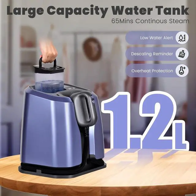 Alt view image 2 of 7 - 2200W Professional Steam Station,Smart Steam Iron for Clothes | 5-Level Steam & Dry Ironing, 30s Heat Up,Auto Shut-Off,1.2L Tank for Home/Hotel/Boutique(Purple)