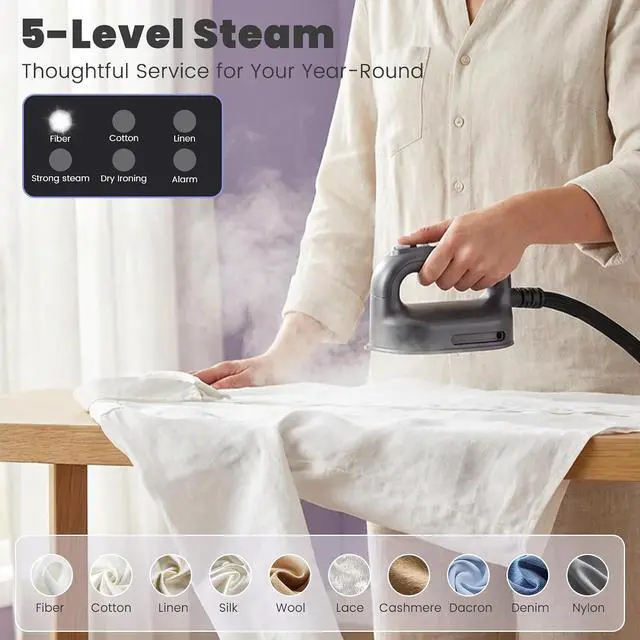 Alt view image 6 of 7 - 2200W Professional Steam Station,Smart Steam Iron for Clothes | 5-Level Steam & Dry Ironing, 30s Heat Up,Auto Shut-Off,1.2L Tank for Home/Hotel/Boutique(Purple)