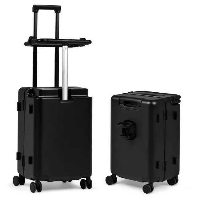 Alt view image 7 of 7 - 20" Adjustable Fence Luggage with Seat, Carry On Suitcase for Kids & Adults, 200lbs Support, 360° Silent Wheels with TSA Lock, Tablet & Cup Holder(Black)