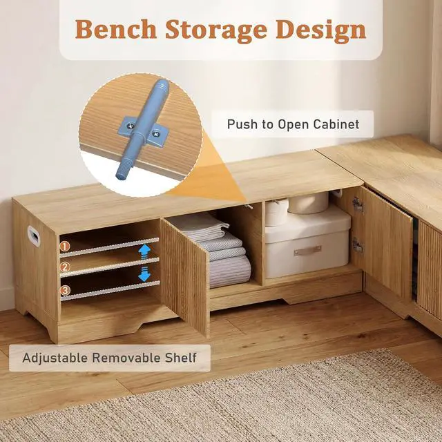 Alt view image 3 of 7 - Extendable Breakfast Nook Set with Storage Bench, Corner Dining Table Set | Extendable Table Design, Hidden Storage Benches, 6-Piece Dining Set, Built-In Glass Holders, Indoor & Outdoor Use