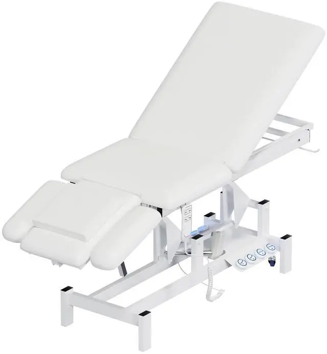 Main image of 2-Motor Electric Massage Table for Physical Therapy (White) | Angle & Height Adjustable, Wheels for Easy Mobility, Professional Treatment & Medical Exam Table for Facial, Tattoo, Waxing