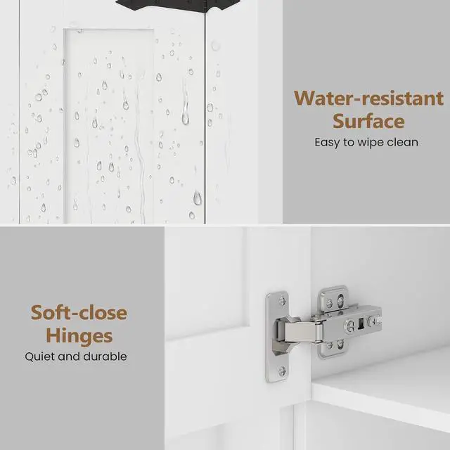 Alt view image 7 of 7 - Wall Mounted Laundry Room Cabinet Farmhouse Wall Cabinet Set | Adjustable Storage Shelf, Sturdy Towel Bar, 4 Sturdy S-Hooks, Farmhouse Storage Cabinets for Laundry, Bathroom, Kitchen