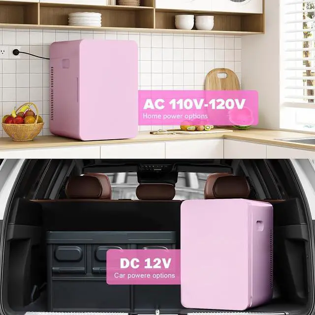 Alt view image 5 of 7 - 22L/30Cans Mini Fridge for Bedroom, Portable Cooler & Warmer | Mini Refrigerator with Glass Front, Small Cooler for Car Office Desk & Dorm Room Food Beverage Skincare Makeup Cosmetics