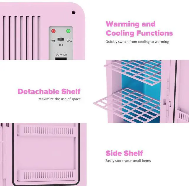 Alt view image 7 of 7 - 22L/30Cans Mini Fridge for Bedroom, Portable Cooler & Warmer | Mini Refrigerator with Glass Front, Small Cooler for Car Office Desk & Dorm Room Food Beverage Skincare Makeup Cosmetics