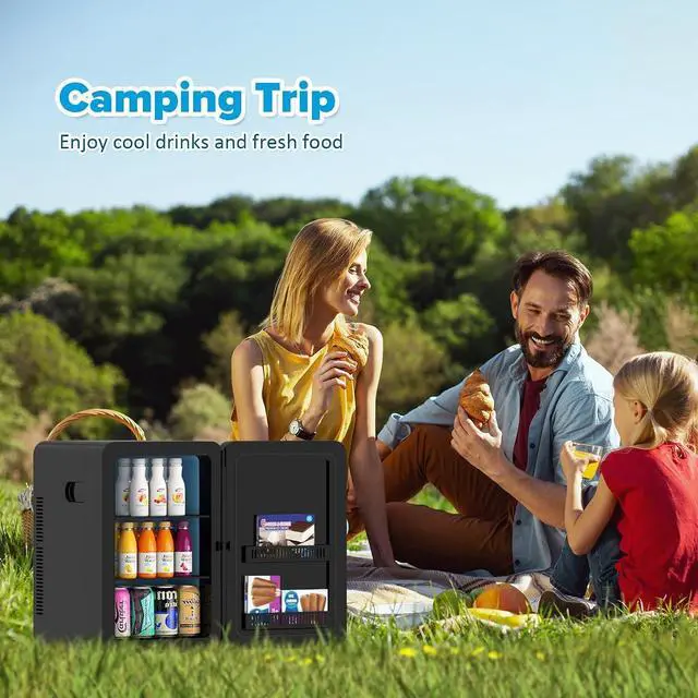 Alt view image 6 of 7 - 22L/30Cans Mini Fridge for Bedroom, Portable Cooler & Warmer | Mini Refrigerator with Glass Front, Small Cooler for Car Office Desk & Dorm Room Food Beverage Skincare Makeup Cosmetics