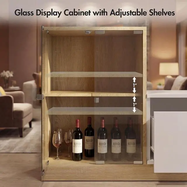 Alt view image 6 of 7 - Extendable TV Stand with Glass Cabinet for 75-110 TVs, Modern Entertainment Center with LED, 2 Drawers and Media Storage, Adjustable Length TV Console for Living Room Bedroom (White,85.4"-129.5")