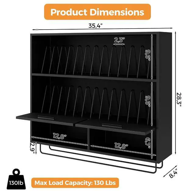 Alt view image 7 of 7 - Wall Mount Hair Color Organizer Rack with Removable Dividers, Hair Color Bar Wall Shelf Cabinet for Dye Storage and Display, Holds 160+ Tubes for Barbershop Beauty Spa, Black