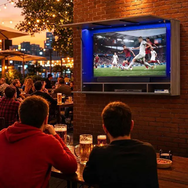 Alt view image 6 of 7 - 45"-55" Outdoor TV Enclosure with LED Light | Wall Mounted TV Cabinet, Lift-Up Door, UV Protection Cover, Steel Bracket, 3 Storage Compartments, for Patio, Backyard, Pool