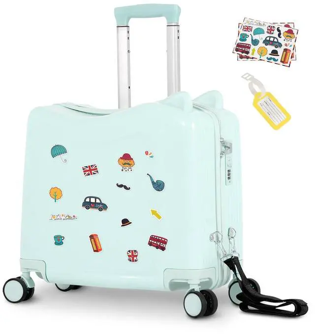 Main image of 20" Kids Ride-On Suitcase with Rope, Carry-On Luggage with TSA Lock | PVC Hardshell, Waterproof & Wear-resistant, 360° Silent Wheels, Telescopic Handle, Airline Carry-on Size, Cute Ear Design