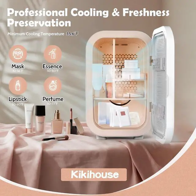 Alt view image 2 of 7 - 22L Mini Skincare Fridge, Small Personal Makeup Refrigerator | Beauty Fridge for Comestic Storage & Glass Front, 44°F Intelligent Cooling, Cosmetic Fridge for Bedroom, College Dorm