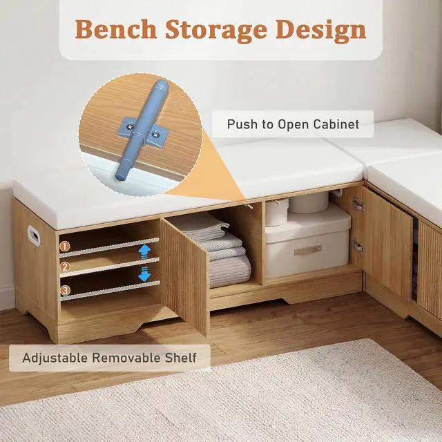 Alt view image 3 of 7 - Extendable Breakfast Nook Set with Storage Bench, Corner Dining Table Set | Extendable Table Design, Hidden Storage Benches, 6-Piece Dining Set, Built-In Glass Holders, Indoor & Outdoor Use