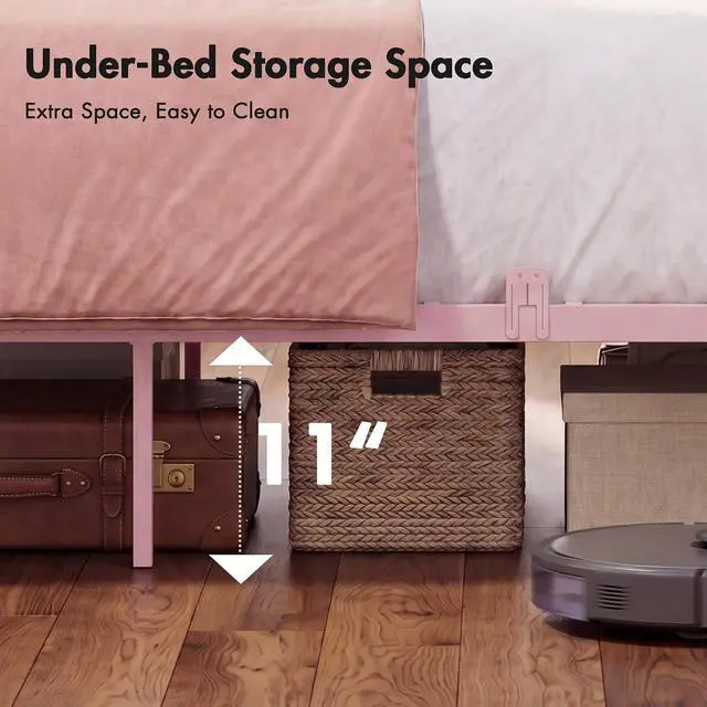 Alt view image 5 of 7 - Full Canopy Platform Bed with Charging Station & LED Lights | 4-Poster Canopy Design, Heavy-Duty Steel Frame, 11-Inch Under-Bed Storage, No Box Spring Needed, Easy Assembly & Noise-Free