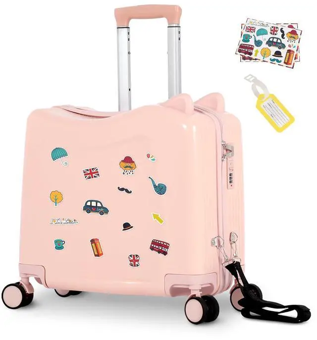 Main image of 20" Kids Ride-On Suitcase with Rope, Carry-On Luggage with TSA Lock | PVC Hardshell, Waterproof & Wear-resistant, 360° Silent Wheels, Telescopic Handle, Airline Carry-on Size, Cute Ear Design