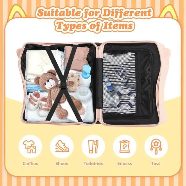 Alt view image 4 of 7 - 20" Kids Ride-On Suitcase with Rope, Carry-On Luggage with TSA Lock | PVC Hardshell, Waterproof & Wear-resistant, 360° Silent Wheels, Telescopic Handle, Airline Carry-on Size, Cute Ear Design
