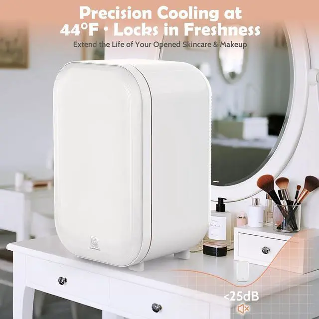 Alt view image 6 of 7 - 22L Mini Skincare Fridge, Small Personal Makeup Refrigerator | Beauty Fridge for Comestic Storage & Glass Front, 44°F Intelligent Cooling, Cosmetic Fridge for Bedroom, College Dorm