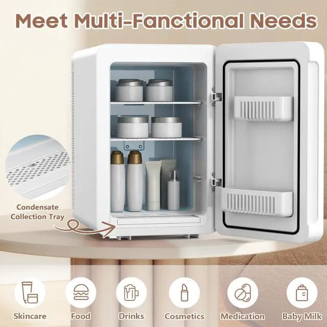 Alt view image 4 of 7 - 16L/20L Skincare Fridge with LED Mirror, Small Fridge for Makeup | Portable Skin Care Fridge for Beauty, Cosmetics, Personal Mini Refrigerator for Food, Office, Dorm, Car, Cooler & Warmer
