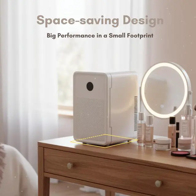 Alt view image 5 of 7 - 12L/22L Mini Fridge for Bedroom, Small Refrigerator for Skincare | Personal Cosmetics Refrigerator, Thermoelectric Cooler & Warmer for Drinks, Food, Beauty, Makeup, Dorm, Car, Office Desk