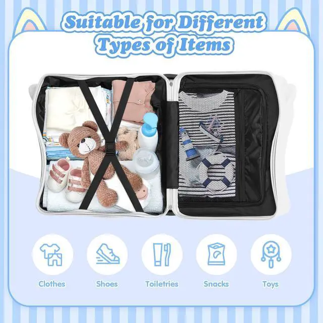 Alt view image 5 of 7 - 20" Kids Ride-On Suitcase with Rope, Carry-On Luggage with TSA Lock | PVC Hardshell, Waterproof & Wear-resistant, 360° Silent Wheels, Telescopic Handle, Airline Carry-on Size, Cute Ear Design