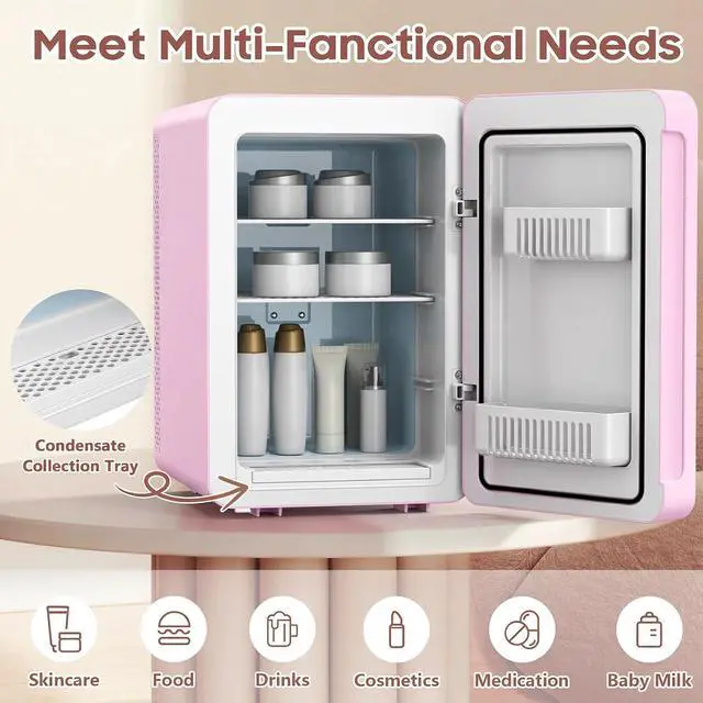 Alt view image 3 of 7 - 16L/20L Skincare Fridge with LED Mirror, Small Fridge for Makeup | Portable Skin Care Fridge for Beauty, Cosmetics, Personal Mini Refrigerator for Food, Office, Dorm, Car, Cooler & Warmer