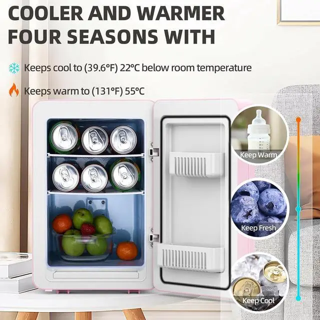 Alt view image 5 of 7 - 16L/20L Skincare Fridge with LED Mirror, Small Fridge for Makeup | Portable Skin Care Fridge for Beauty, Cosmetics, Personal Mini Refrigerator for Food, Office, Dorm, Car, Cooler & Warmer