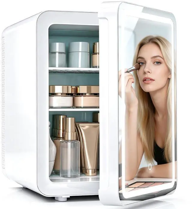 Main image of 16L/20L Skincare Fridge with LED Mirror, Small Fridge for Makeup | Portable Skin Care Fridge for Beauty, Cosmetics, Personal Mini Refrigerator for Food, Office, Dorm, Car, Cooler & Warmer