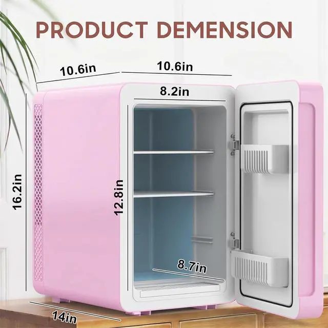 Alt view image 7 of 7 - 16L/20L Skincare Fridge with LED Mirror, Small Fridge for Makeup | Portable Skin Care Fridge for Beauty, Cosmetics, Personal Mini Refrigerator for Food, Office, Dorm, Car, Cooler & Warmer