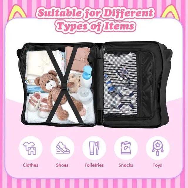 Alt view image 6 of 7 - 20" Kids Ride-On Suitcase with Rope, Carry-On Luggage with TSA Lock | PVC Hardshell, Waterproof & Wear-resistant, 360° Silent Wheels, Telescopic Handle, Airline Carry-on Size, Cute Ear Design