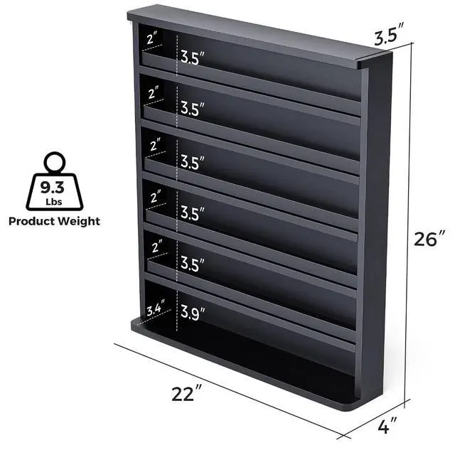 Alt view image 3 of 6 - Wood Nail Polish Rack 2 Packs, Wall Mount Nail Polish Organizer, 6 Layers Nail Salon Storage Display Shelves Perfume Essential Oil Bottles Holder w/Acrylic Baffle, Black