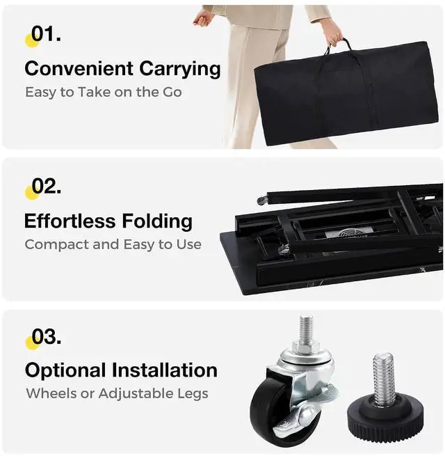 Alt view image 5 of 7 - Portable & Foldable Manicure Table w/Dust Collector, Rolling Nail Tech Desk w/LED Light Lamp, Wrist Cushion, Lockable Wheels, Carrying Case, for Home Travel Beauty Salon Workstation (Marble Black)