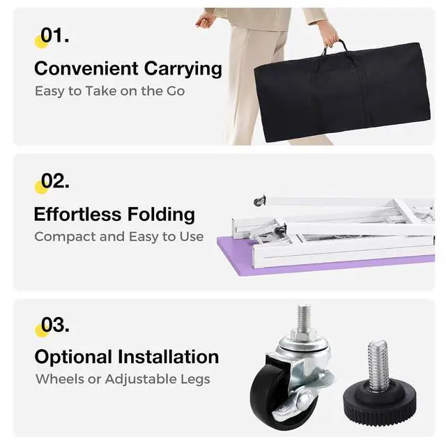 Alt view image 5 of 7 - Portable Foldable Manicure Table with Dust Collector, Rolling Nail Tech Desk with LED Lamp, Wrist Rest, Lockable Wheels & Carrying Case for Home Salon, Travel & Mobile Nail Techs (Purple)