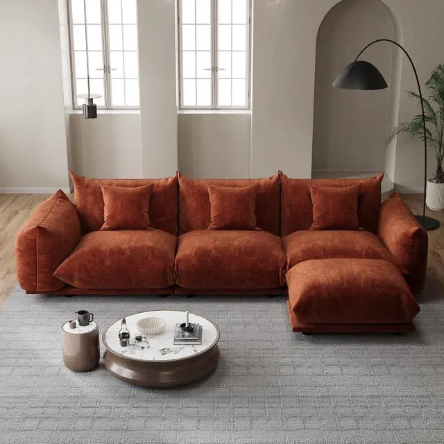 Main image of Chenille Modular Sectional Sofa, Minimalist Cloud Couch with Ottoman | Flexible Configurations, Cloud-Like Comfort, Deep Seating, Pet-Friendly Upholstery, Durable Frame Support, Easy Assembly
