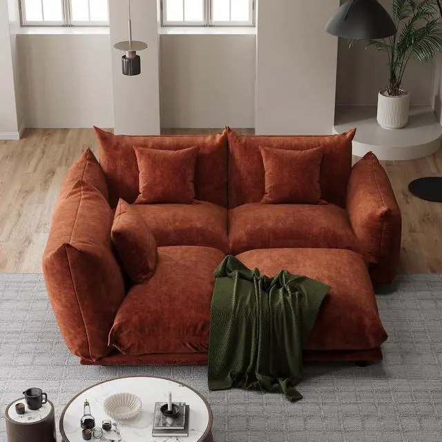 Alt view image 3 of 7 - Chenille Modular Sectional Sofa, Minimalist Cloud Couch with Ottoman | Flexible Configurations, Cloud-Like Comfort, Deep Seating, Pet-Friendly Upholstery, Durable Frame Support, Easy Assembly