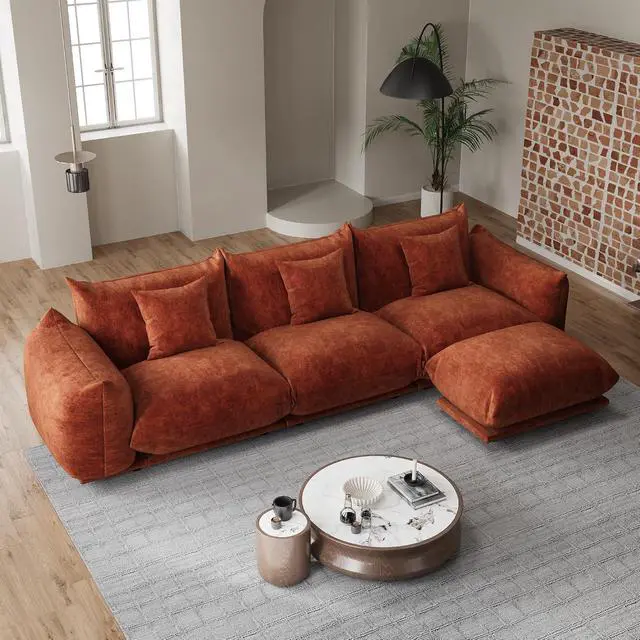 Alt view image 4 of 7 - Chenille Modular Sectional Sofa, Minimalist Cloud Couch with Ottoman | Flexible Configurations, Cloud-Like Comfort, Deep Seating, Pet-Friendly Upholstery, Durable Frame Support, Easy Assembly